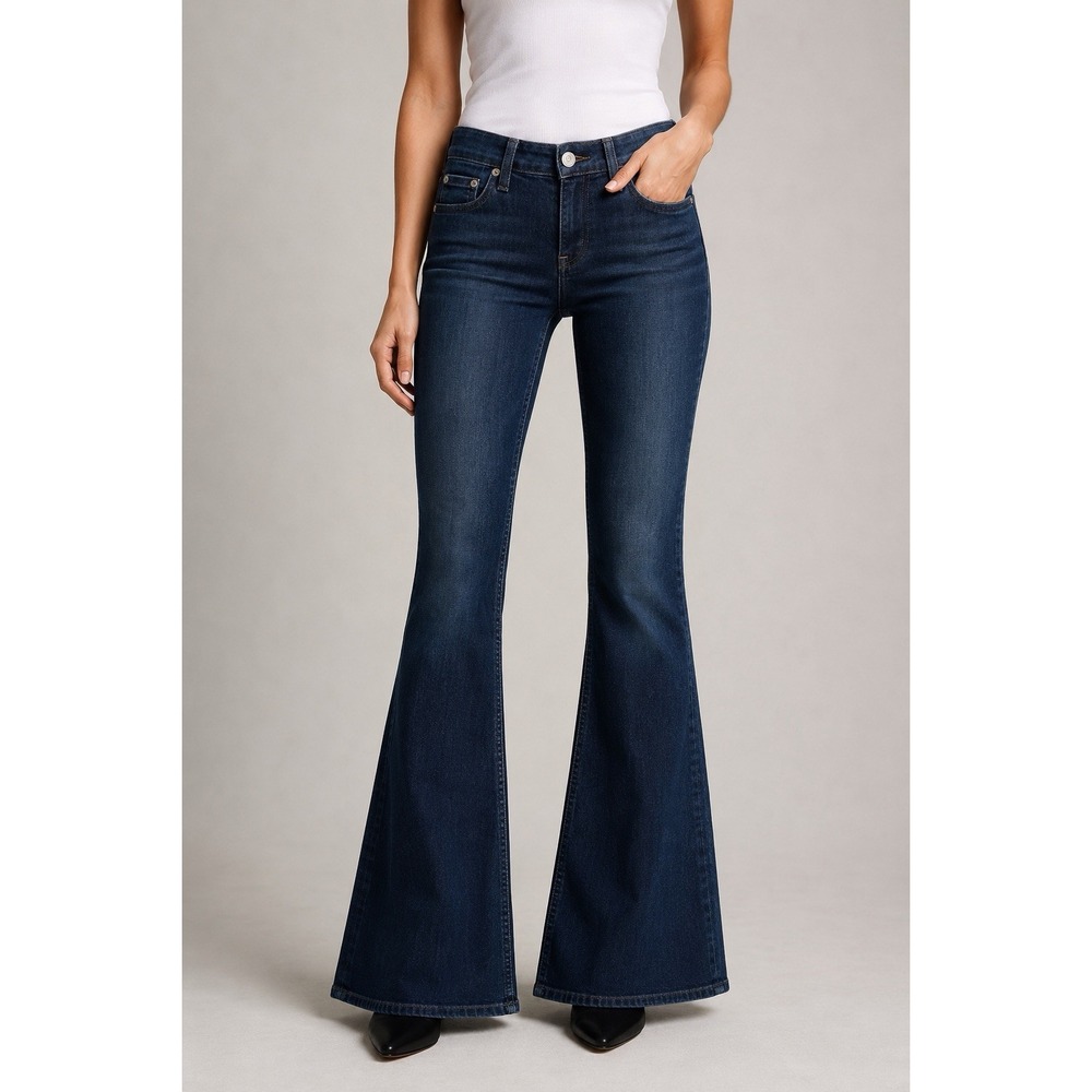 rag & bone Women's 24 Beckett 10" Bell Jeans Dark Wash Stretch Made USA Designer